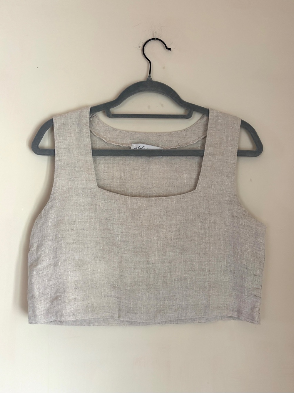 Petal & Pup Natural Linen Square-Neck Crop Top